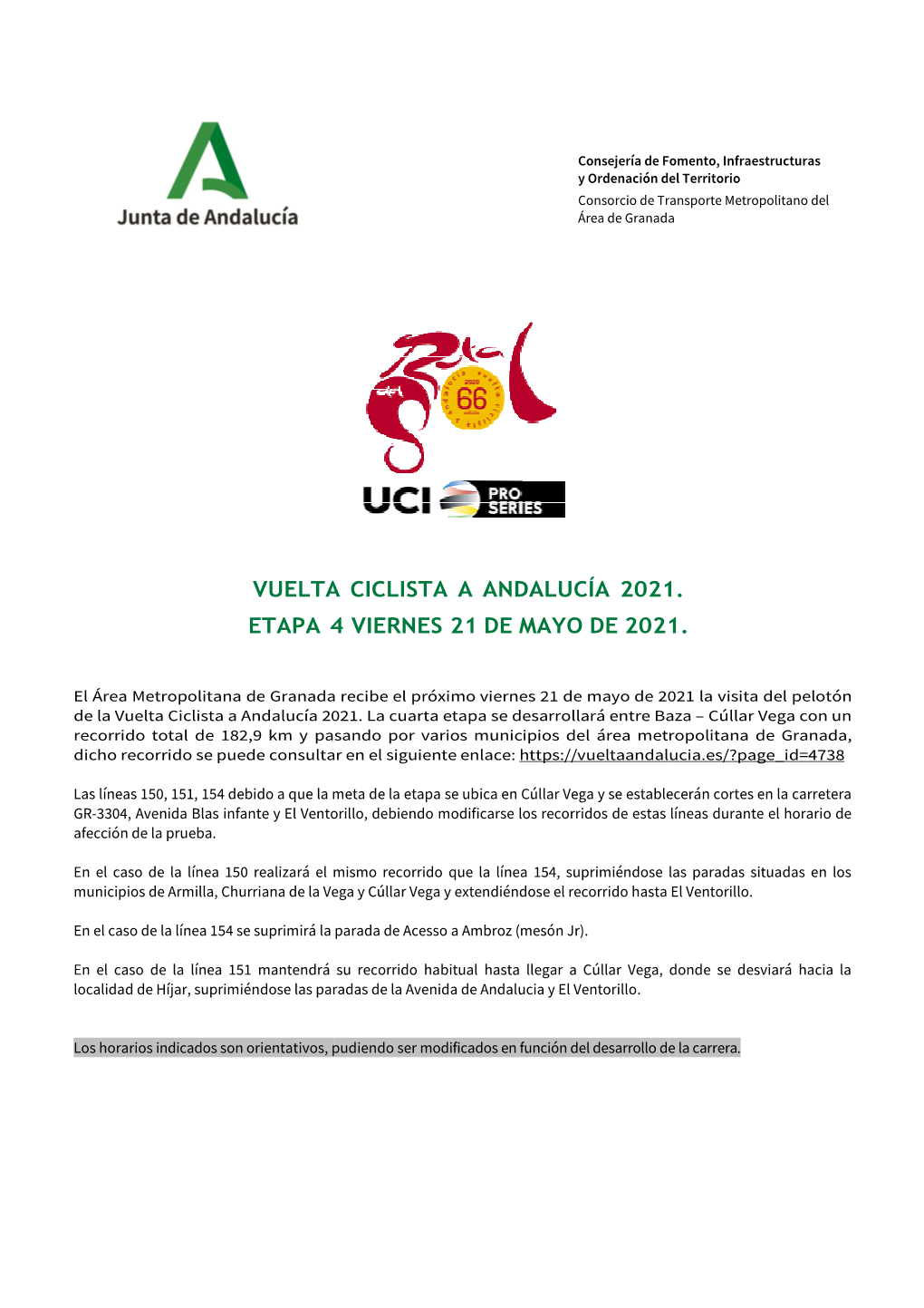 Vuelta Etapa 4 Vuelta Ciclista a Andalucía 2021 4 Viernes 21