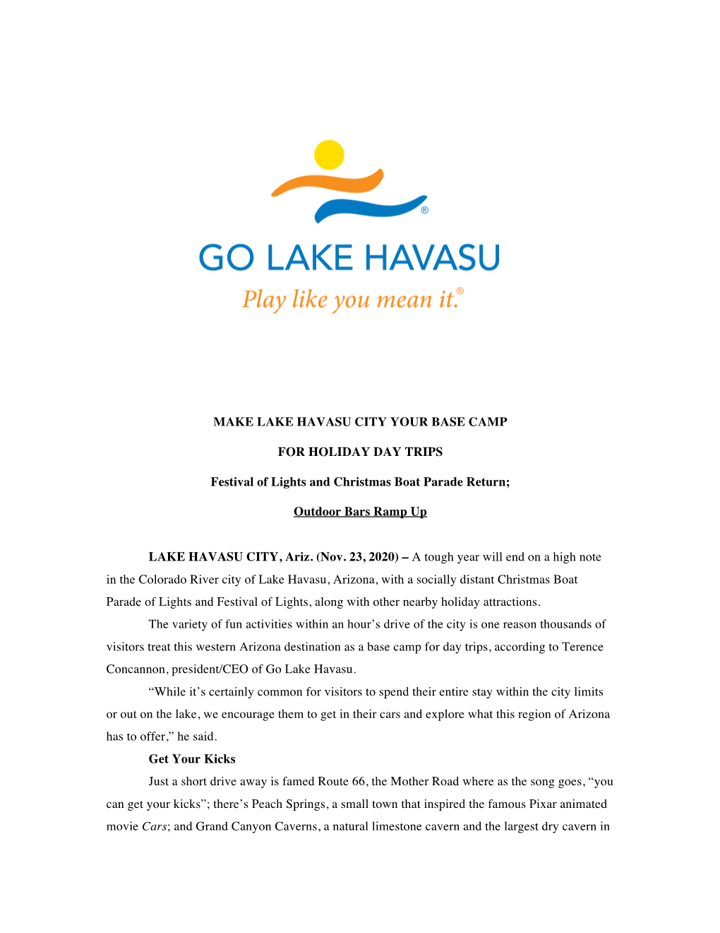 Make Lake Havasu City Your Base Camp for Holiday Day