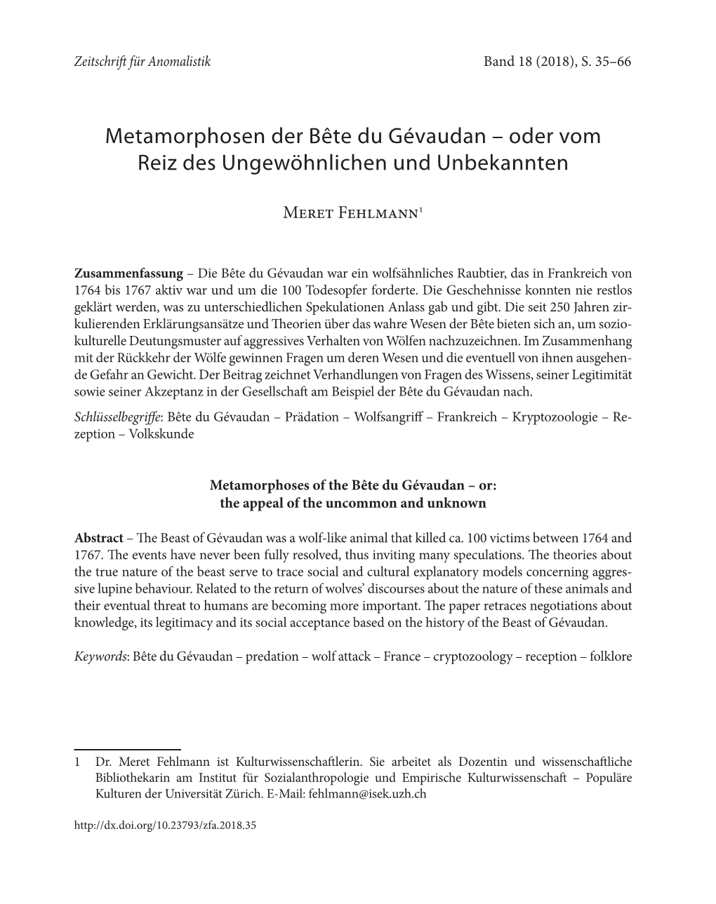 Metamorphosen Der Bête Du Gévaudan – Oder Vom Reiz Des Ungewöhnlichen Und Unbekannten