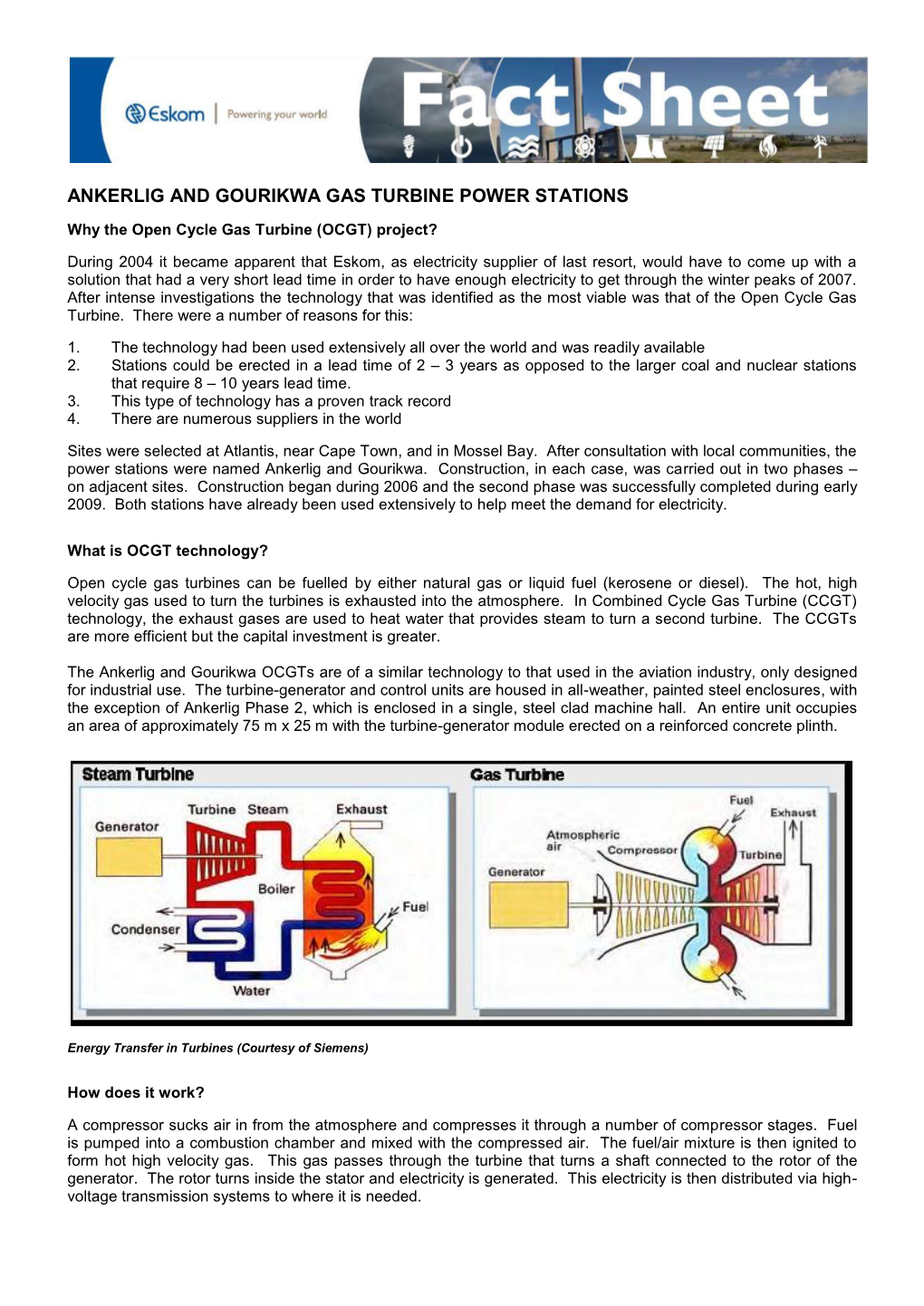 Ankerlig and Gourikwa Gas Turbine Power Stations