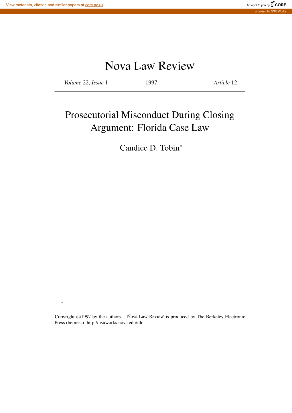 Prosecutorial Misconduct During Closing Argument: Florida Case Law