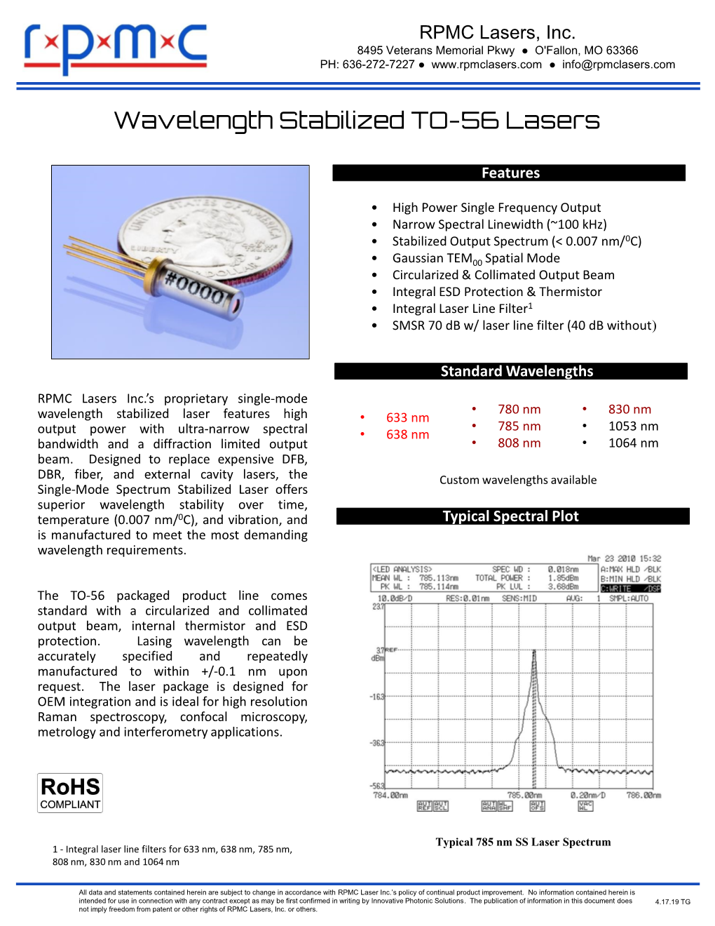 High Power 976 Nm Spectrum Stabilized Multi-Mode Pump Laser