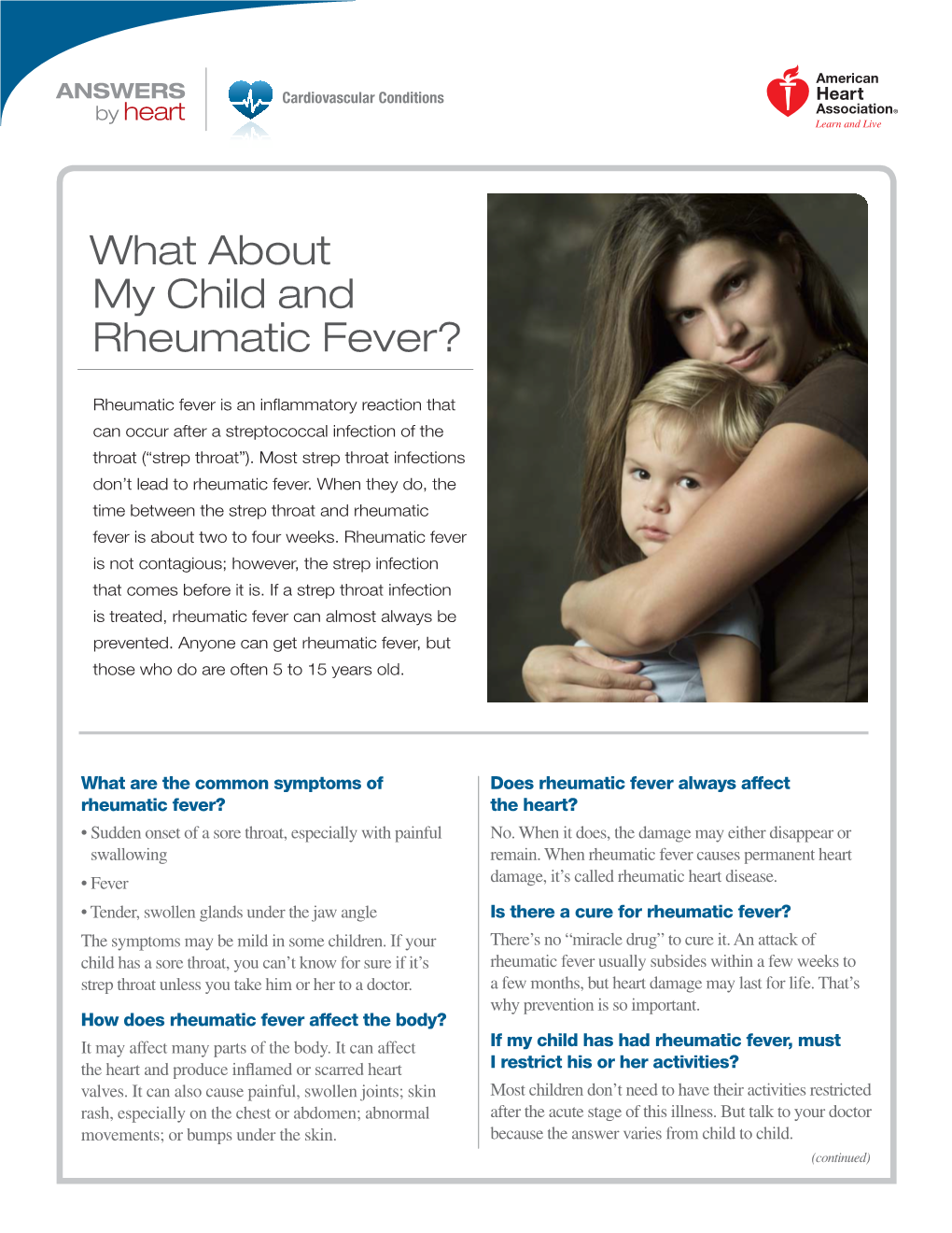 What About My Child and Rheumatic Fever?