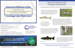 Onondaga Lake Watershed Historical Fisheries Of