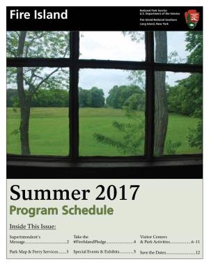 Summer 2017 Program Schedule