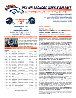 Denver Broncos Weekly Release