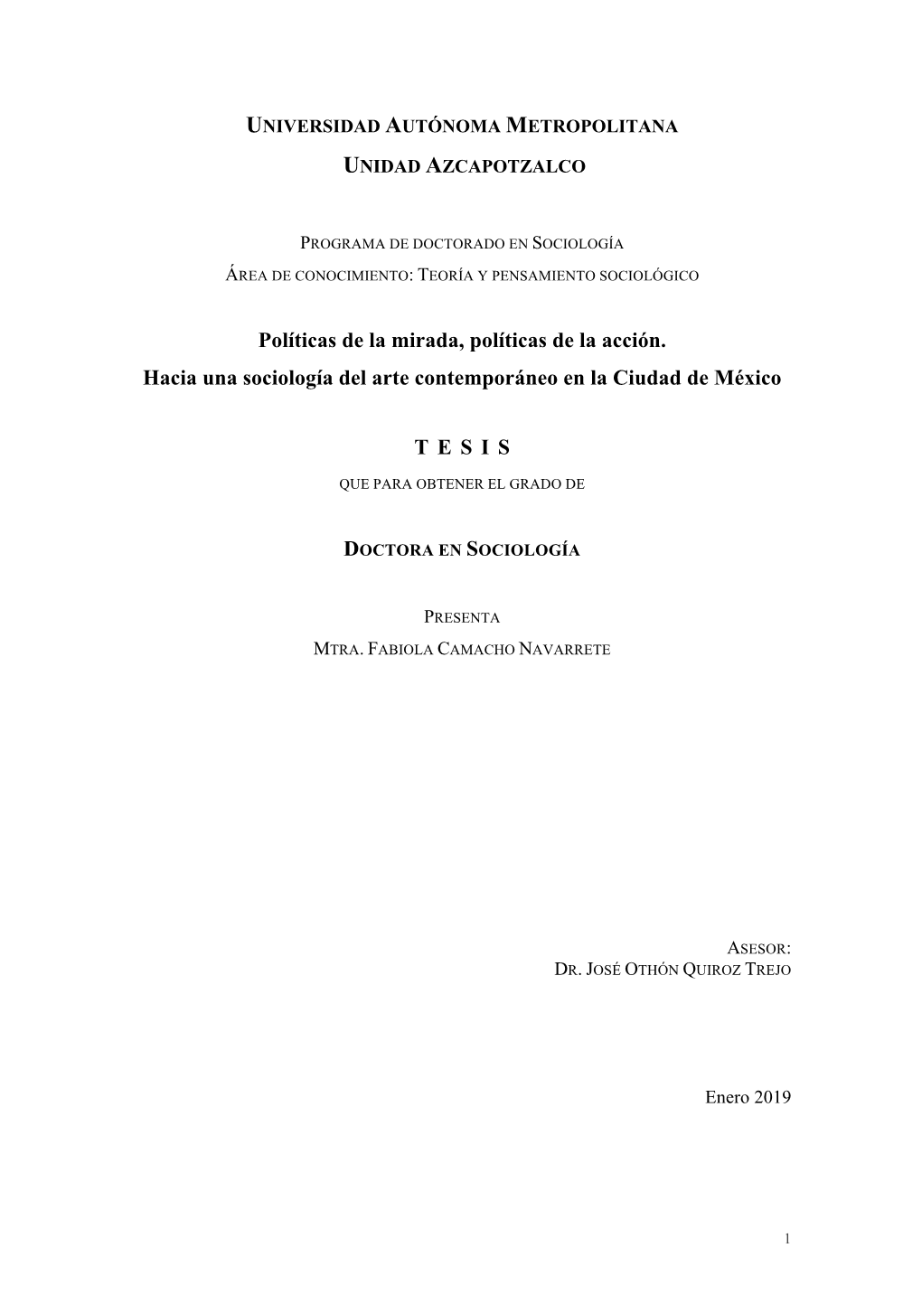 Hacia Una Sociología Del Arte Contemporáneo En La Ciudad De México