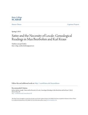 Genealogical Readings in Max Beerbohm and Karl Kraus Matthew Oj Seph Bettles Bates College, Matthewbettles@Gmail.Com