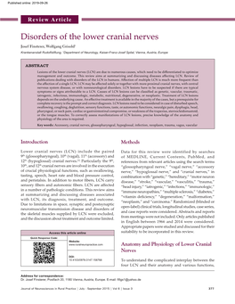 Disorders of the Lower Cranial Nerves