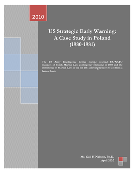 US Strategic Early Warning: a Case Study in Poland (1980-1981)