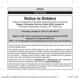 Notice to Bidders
