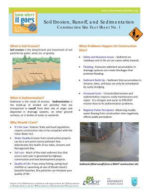 Soil Erosion, Runoff, and Sedimentation Construction Site Fact Sheet No