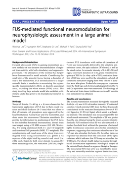 FUS-Mediated Functional Neuromodulation for Neurophysiologic Assessment in a Large Animal Model Wonhye Lee1*, Hyungmin Kim2, Stephanie D