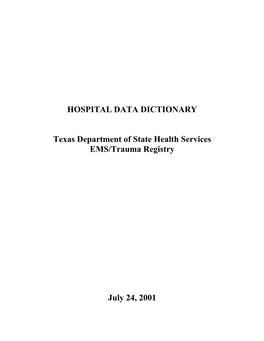 Hospital Data Dictionary