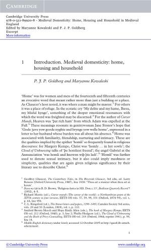 1 Introduction. Medieval Domesticity: Home, Housing and Household