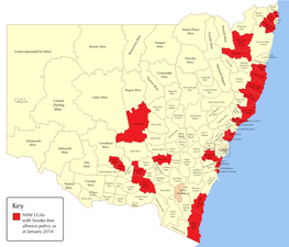 NSW Lgas with Smoke-Free Alfresco Policy As at January 2014