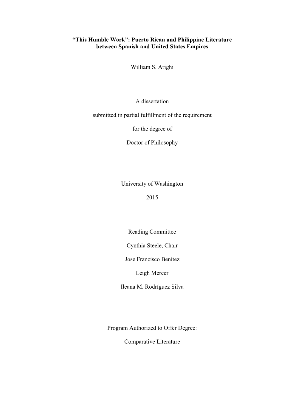 “This Humble Work”: Puerto Rican and Philippine Literature Between Spanish and United States Empires