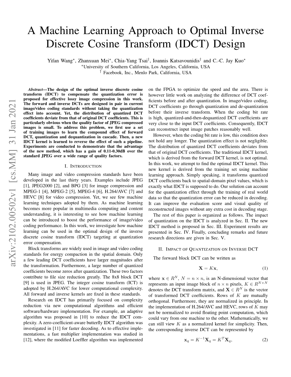 A Machine Learning Approach to Optimal Inverse Discrete Cosine Transform (IDCT) Design
