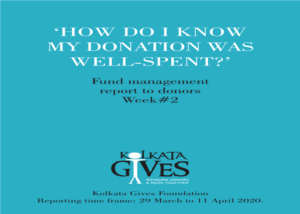 Fund Management Report to Donors Week#2