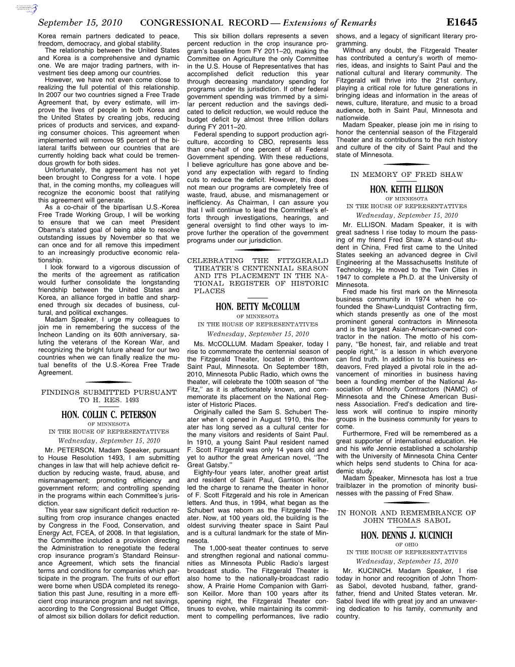 CONGRESSIONAL RECORD— Extensions of Remarks E1645 HON