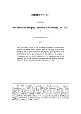 Merchant Shipping (Bailiwick of Guernsey) Law, 2002 *
