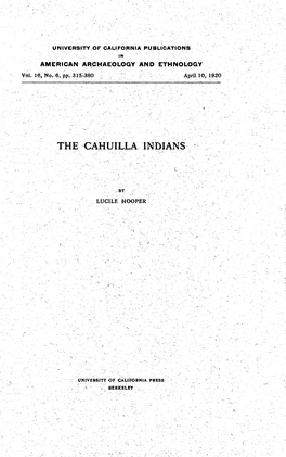 The --Cahuilla Indians