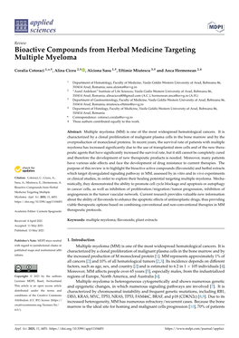 Bioactive Compounds from Herbal Medicine Targeting Multiple Myeloma