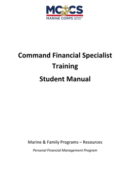 Command Financial Specialist Training Student Manual