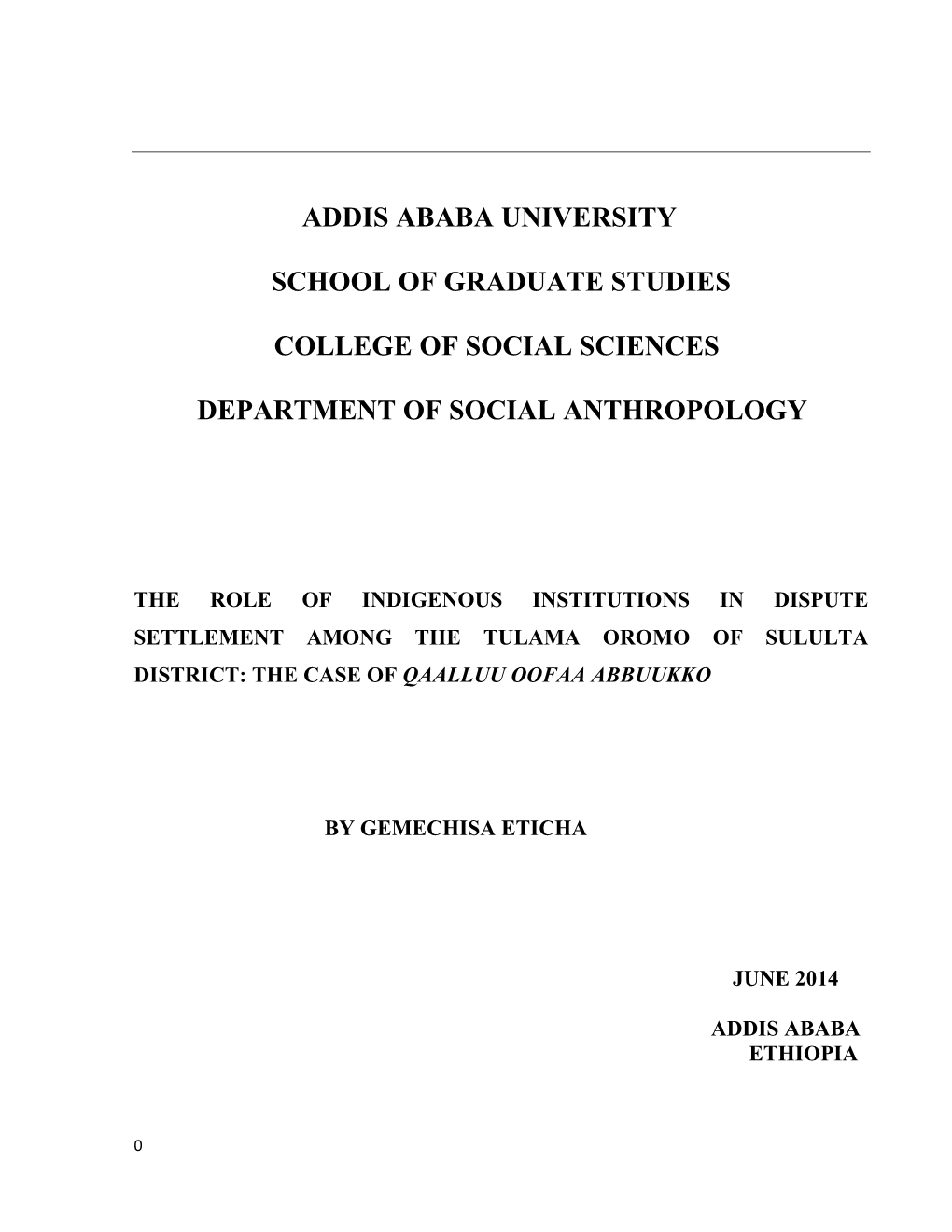 Addis Ababa University School of Graduate Studies