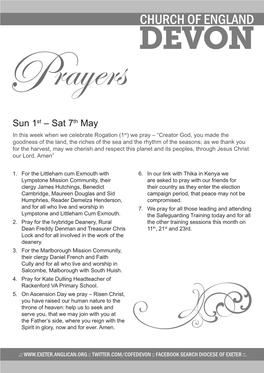 CHURCH of ENGLAND DEVON Prayers