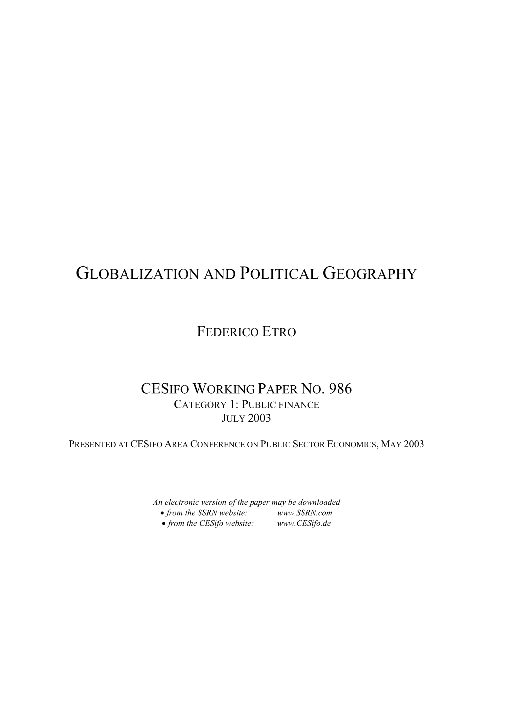 Globalization and Political Geography
