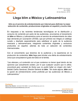 Llega Blim a México Y Latinoamérica