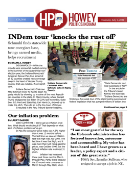 Indem Tour ‘Knocks the Rust Off’ Schmuhl Finds Statewide Tour Energizes Base, Brings Earned Media, Helps Recruitment by BRIAN A