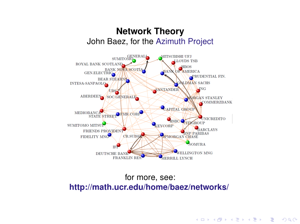 Network Theory John Baez, for the Azimuth Project