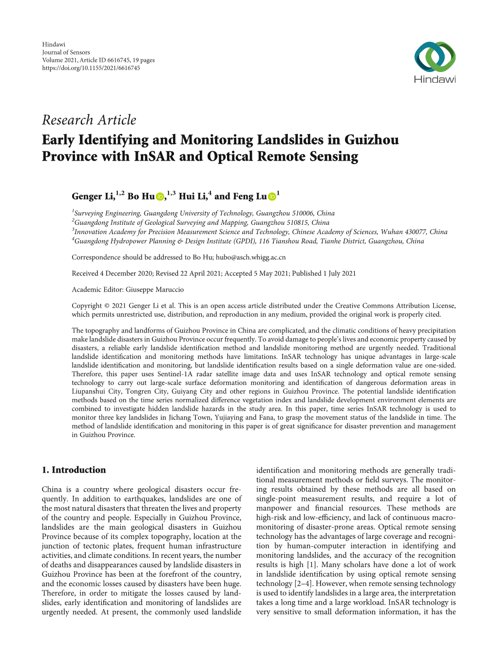 Early Identifying and Monitoring Landslides in Guizhou Province with Insar and Optical Remote Sensing