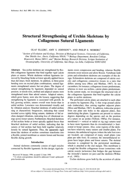 Structural Strengthening of Urchin Skeletons by Collagenous Sutural Ligaments