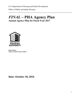 FINAL – PHA Agency Plan Annual Agency Plan for Fiscal Year 2017