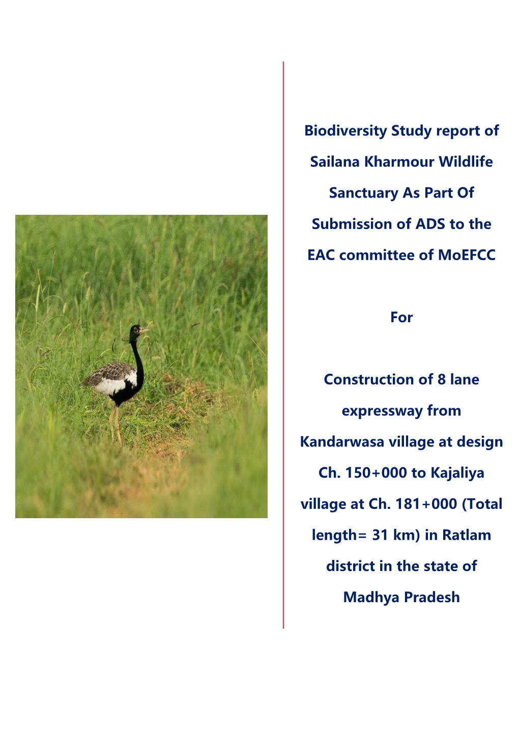 Biodiversity Study Report of Sailana Kharmour Wildlife Sanctuary As