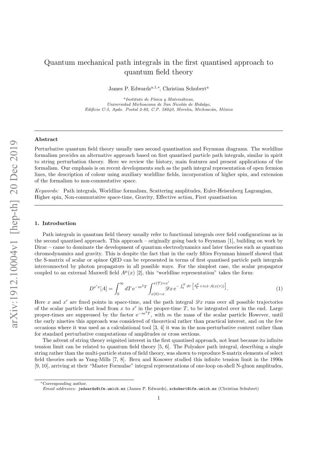 Arxiv:1912.10004V1 [Hep-Th] 20 Dec 2019