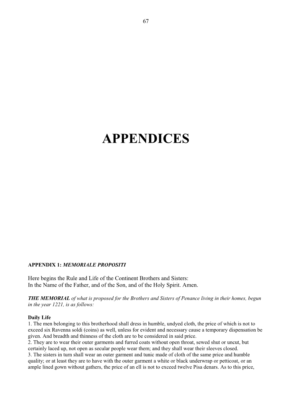 Appendix 1: Memoriale Propositi