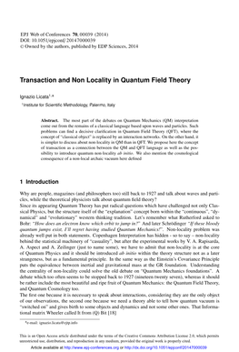 Transaction and Non Locality in Quantum Field Theory