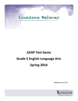 Ileap Test Items Grade 5 English Language Arts Spring 2014 Read the Passages About Two Amazing Young People