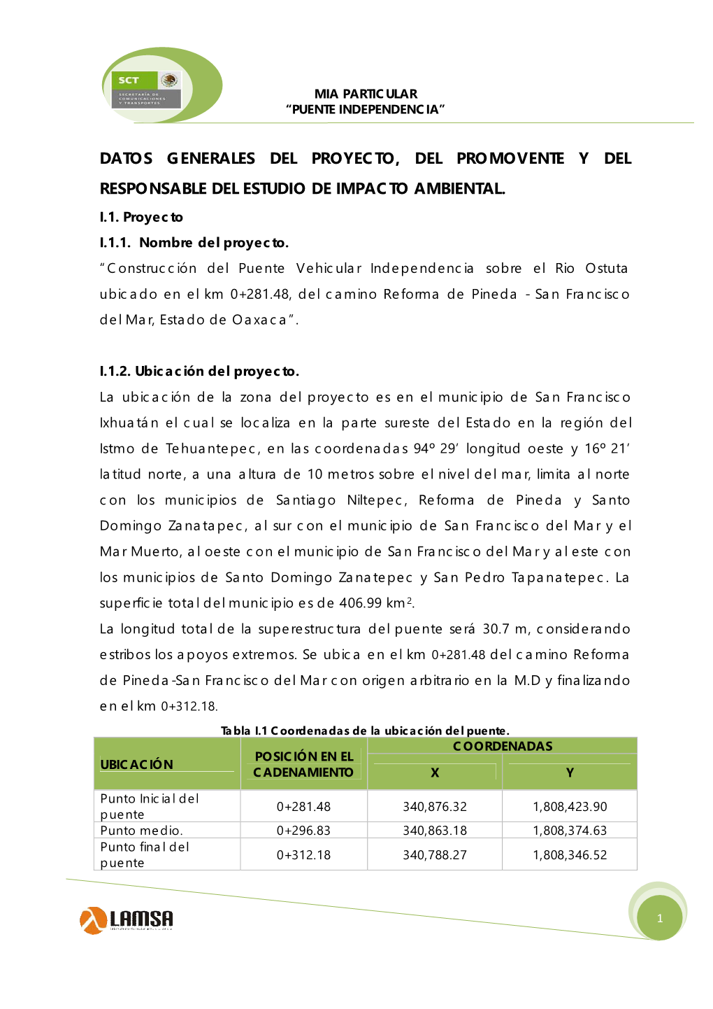 Datos Generales Del Proyecto, Del Promovente Y Del Responsable Del Estudio De Impacto Ambiental