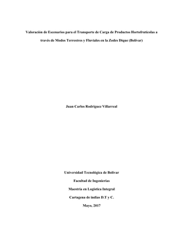 Valoración De Escenarios Para El Transporte De Carga De Productos Hortofrutícolas A