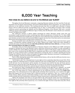 6000 Year Teaching