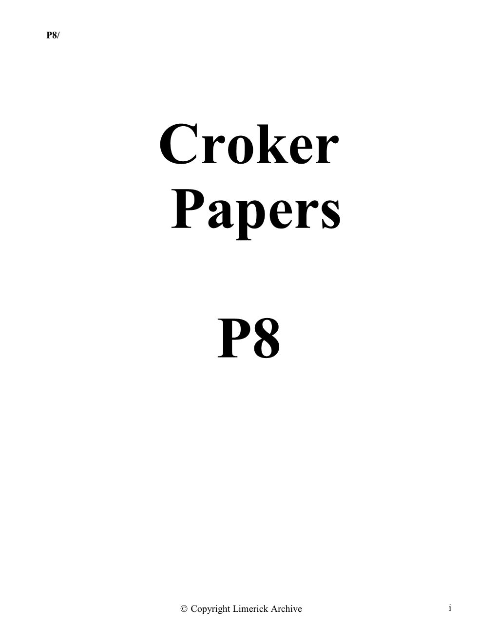 P8 Croker Papers