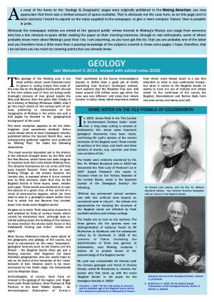 Geology & Geography’ Pages Were Originally Published in the Woking Advertiser , You May Appreciate That There Was a Limited Amount of Space Available
