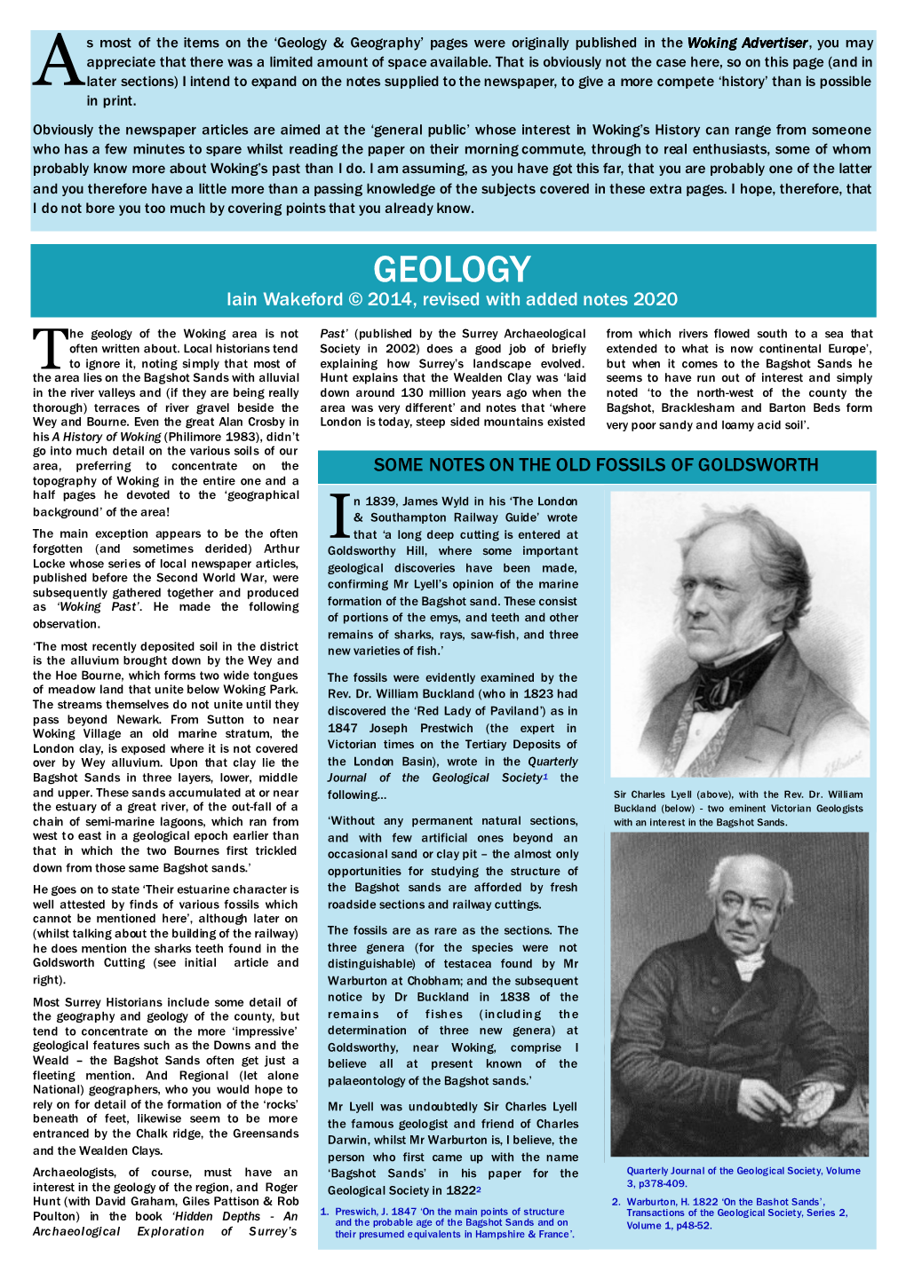 Geology & Geography’ Pages Were Originally Published in the Woking Advertiser , You May Appreciate That There Was a Limited Amount of Space Available