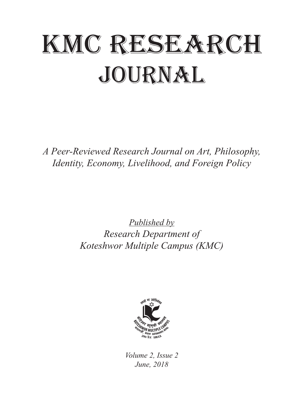 Kmc Research Journal