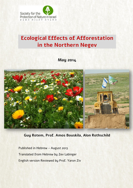 Ecological Effects of Afforestation in the Northern Negev